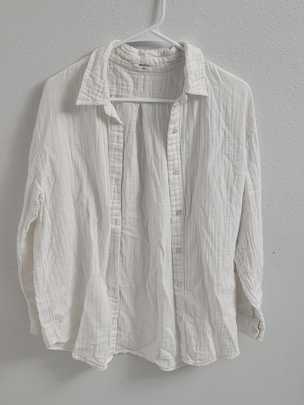 Wilfred Free White Gauze Casual Button-Down Shirt